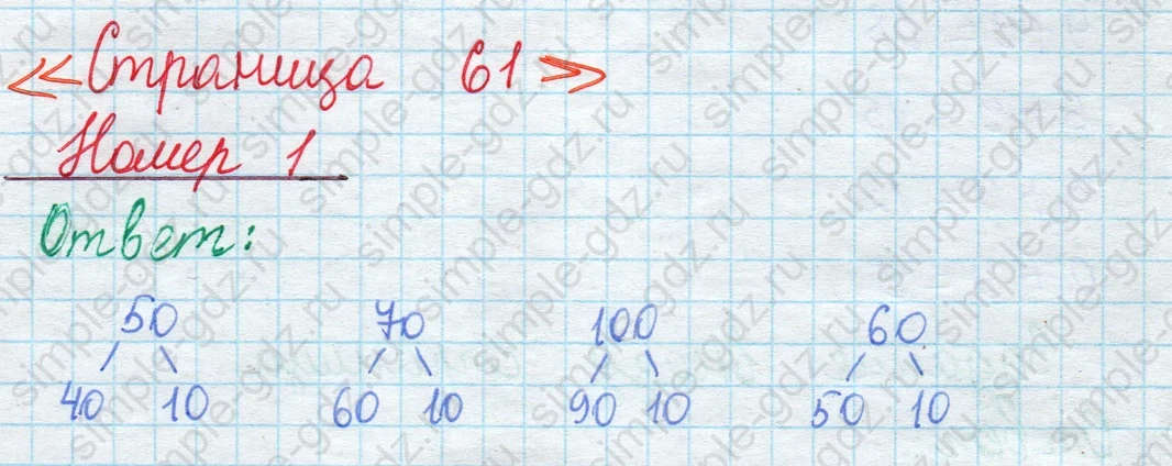 matematika class-2 Математика 2 класс учебник Моро, Бантова 1, 2 часть - 1 Часть страница 61 ответ Номер 1