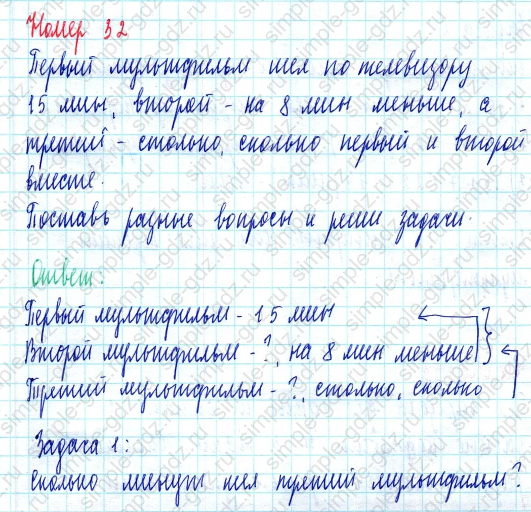 matematika class-2 Математика 2 класс учебник Моро, Бантова 1, 2 часть - 2 Часть страница 99 ответ Номер 32