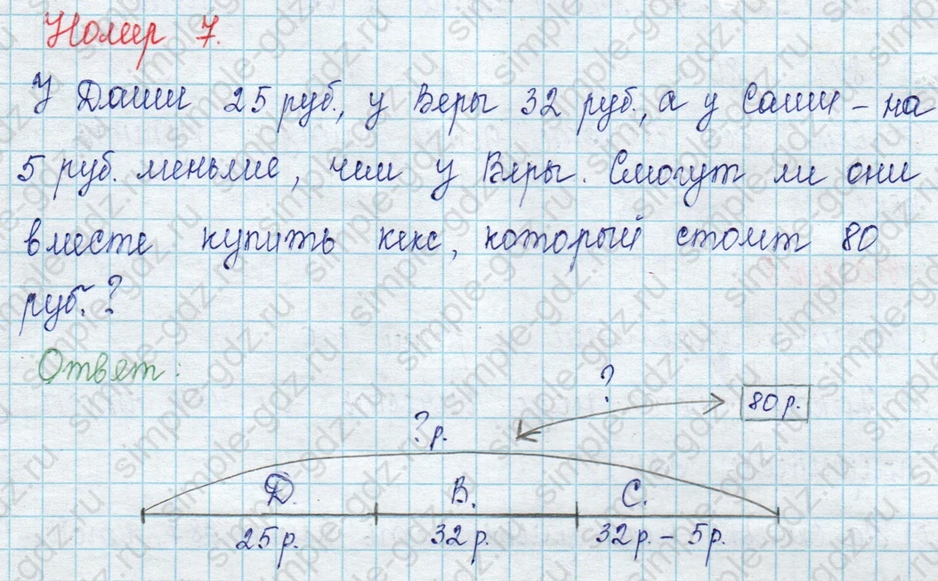 matematika class-2 Математика 2 класс учебник Петерсон 1, 2 и 3 часть - 1 Часть страница 57 ответ Номер 7