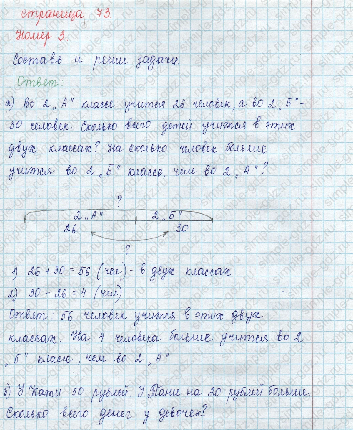matematika class-2 Математика 2 класс учебник Петерсон 1, 2 и 3 часть - 1 Часть страница 73 ответ Номер 3