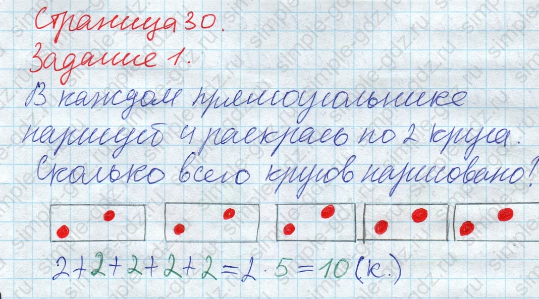matematika class-2 Математика 2 класс рабочая тетрадь Дорофеев, Миракова часть 1 и 2 - 1 Часть страница 30 ответ 1