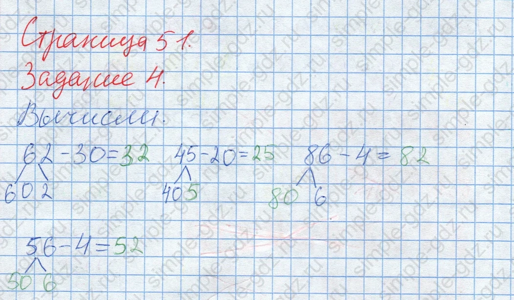 matematika class-2 Математика 2 класс рабочая тетрадь Дорофеев, Миракова часть 1 и 2 - 2 Часть страница 51 ответ Задание 4. Вычисли.