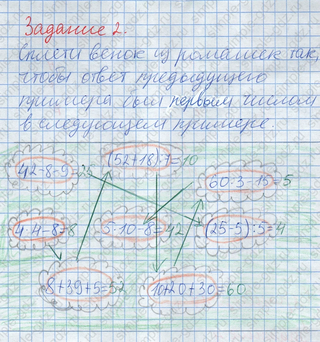 matematika class-2 Математика 2 класс рабочая тетрадь Дорофеев, Миракова часть 1 и 2 - 2 Часть страница 76 ответ Задание 2. Венок из ромашек.