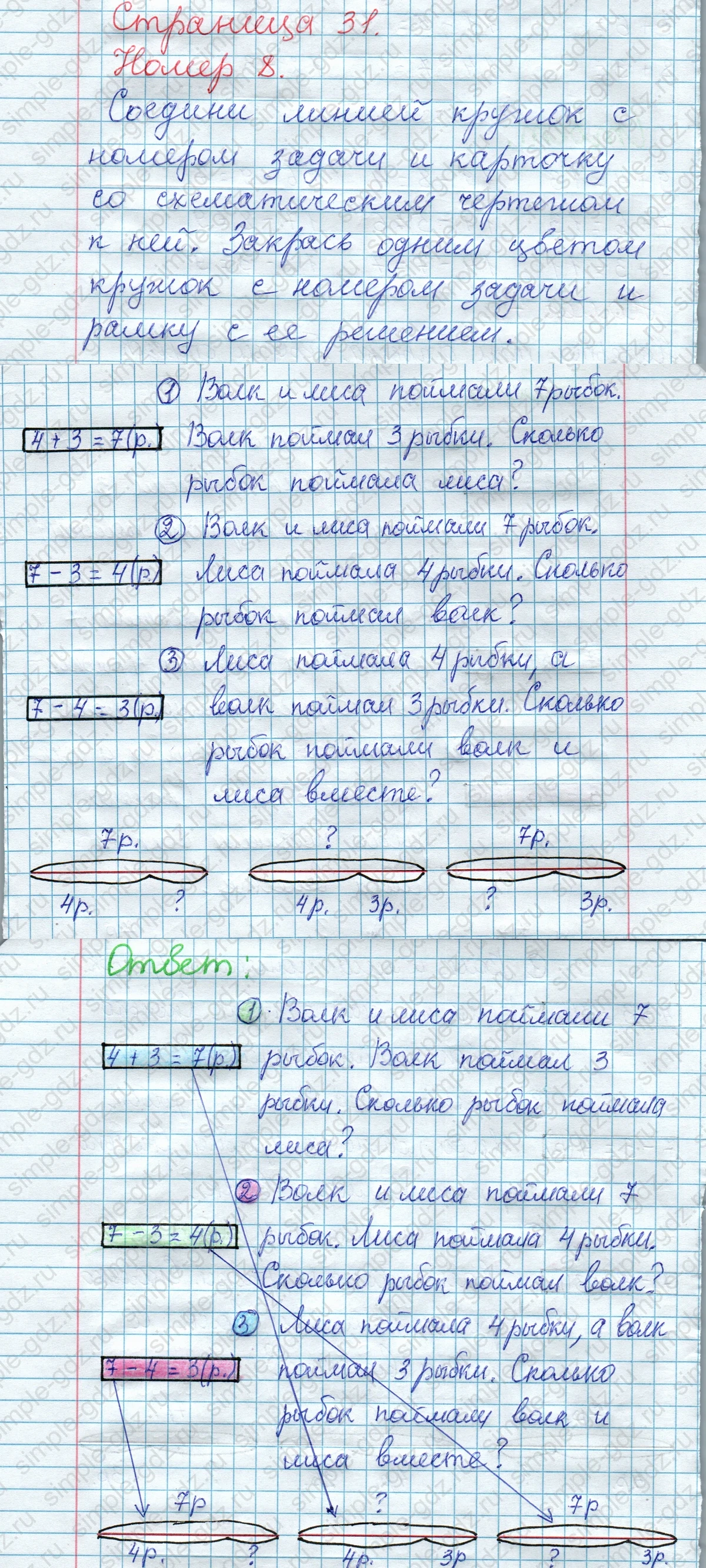 matematika class-2 Математика 2 класс рабочая тетрадь Моро, Волкова 1, 2 часть - 1 Часть страница 31 Ответ Номер 8 2020-2023