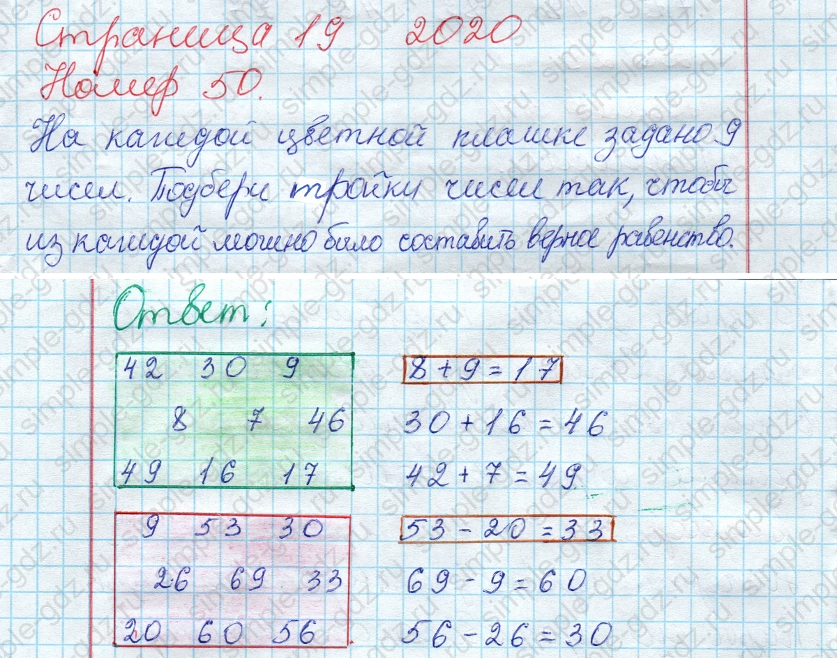 matematika class-2 Математика 2 класс рабочая тетрадь Моро, Волкова 1, 2 часть - 2 Часть страница 19 Ответ Номер 50 2020