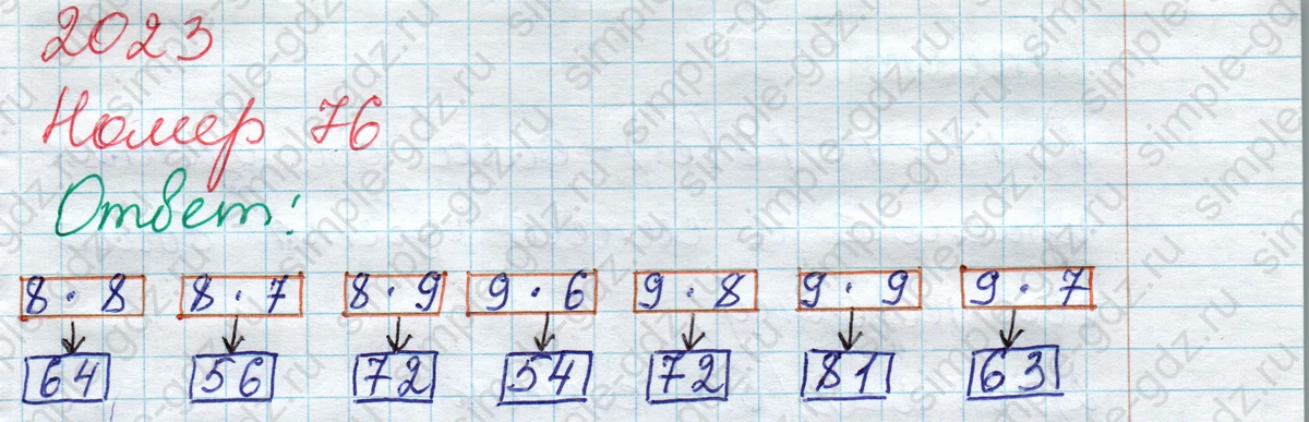 matematika class-2 Математика 2 класс рабочая тетрадь Моро, Волкова 1, 2 часть - 2 Часть страница 75 Ответ Номер 76 2023