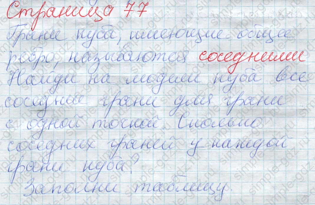 matematika class-2 Математика 2 класс учебник Дорофеев, Миракова часть 1, 2 - 1 Часть страница 77 ответ Задание про грани куба