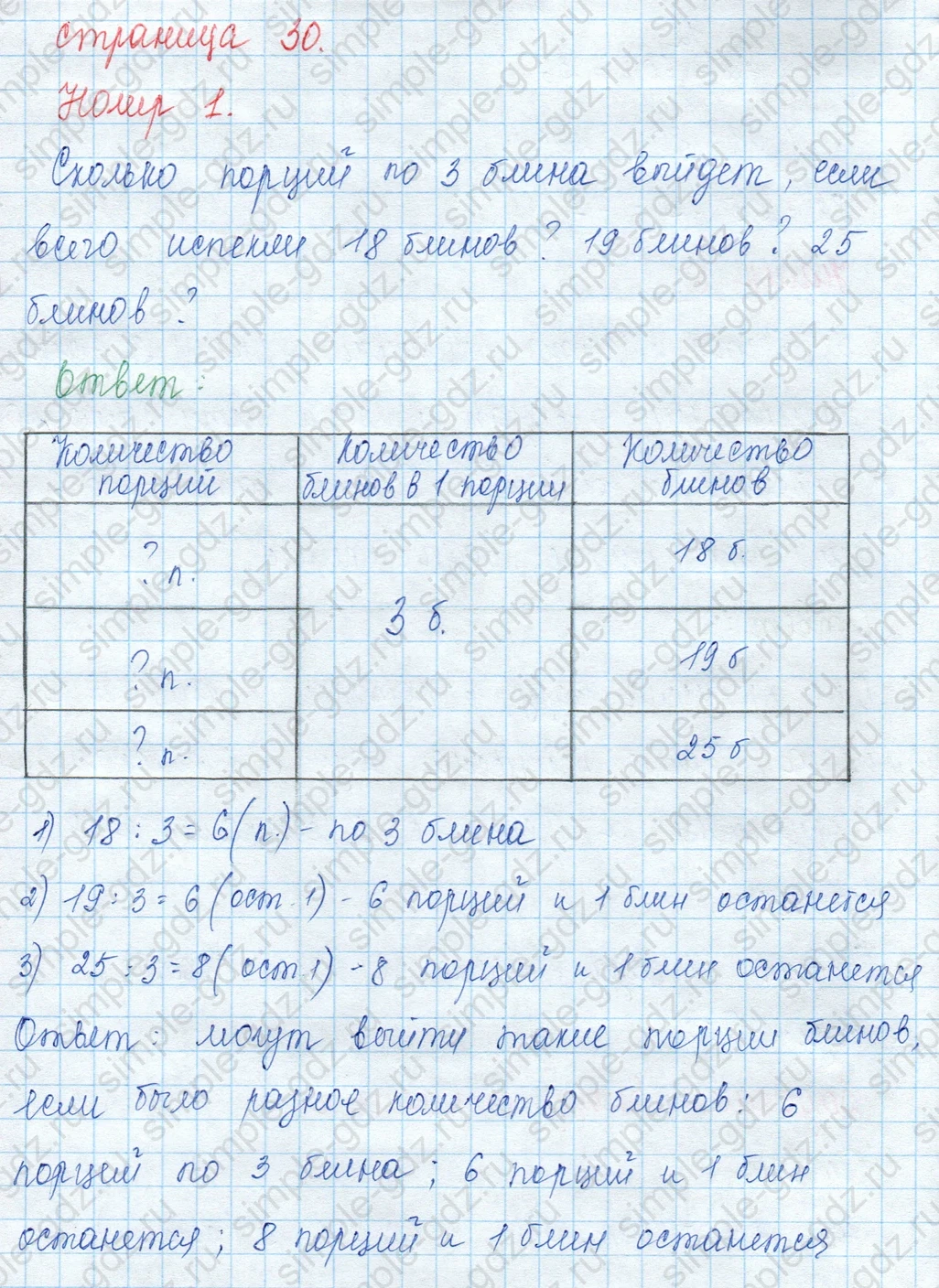 matematika class-3 Математика 3 класс учебник Моро, Бантова 1, 2 часть - 2 Часть страница 30 ответ 1