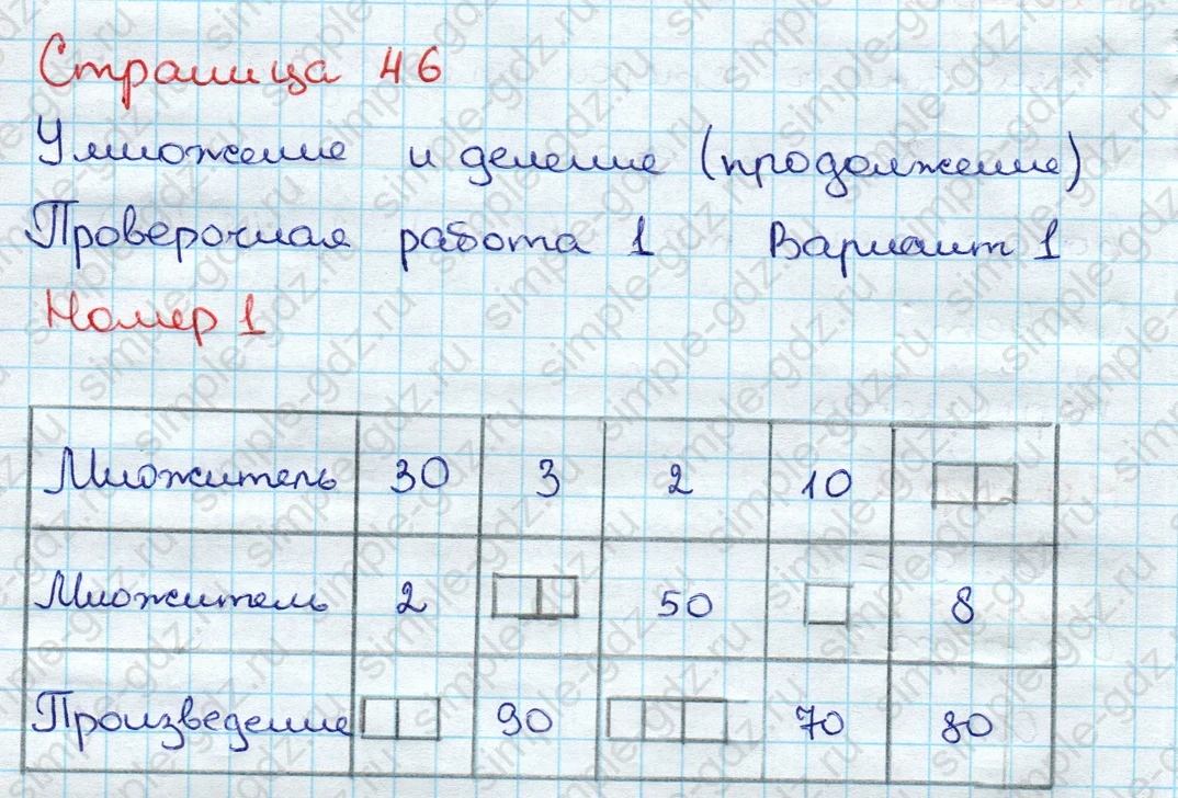matematika class-3 Проверочные работы по математике 3 класс Волкова - 1 Часть страница 46 ответ Проверочная работа 1. Вариант 1. Номер 1