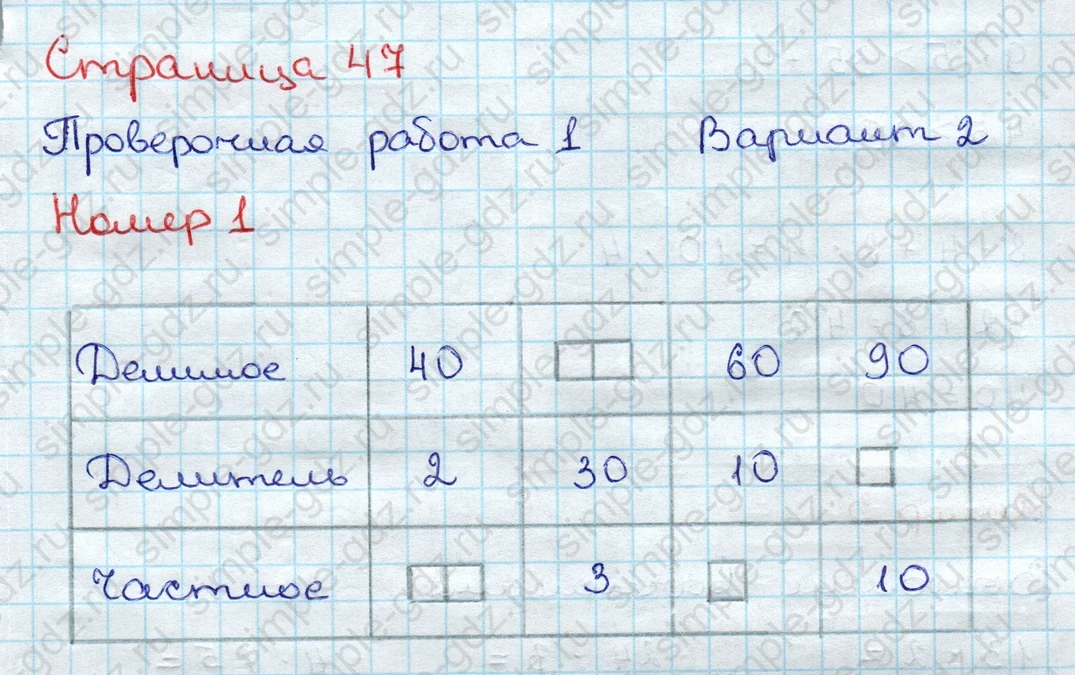 matematika class-3 Проверочные работы по математике 3 класс Волкова - 1 Часть страница 47 ответ Проверочная работа 1. Вариант 2. Номер 1