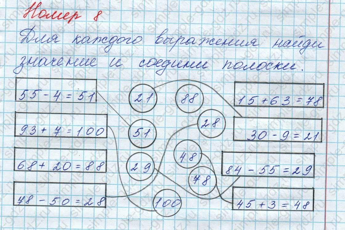 matematika class-3 Математика 3 класс рабочая тетрадь Дорофеев, Миракова часть 1 и 2 - 1 Часть страница 38 ответ Номер 8