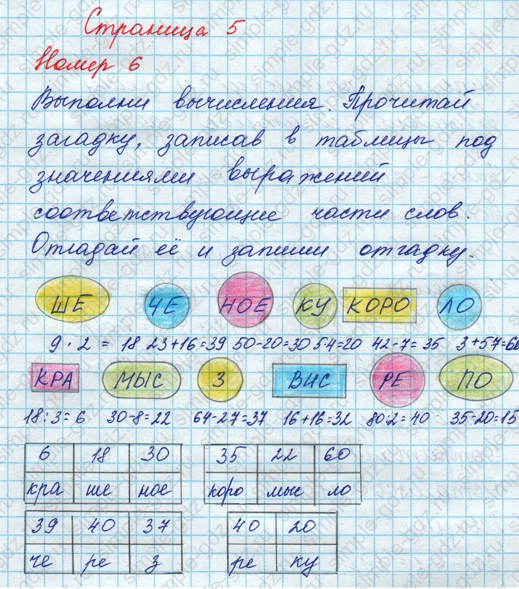 matematika class-3 Математика 3 класс рабочая тетрадь Дорофеев, Миракова часть 1 и 2 - 1 Часть страница 5 ответ Номер 6