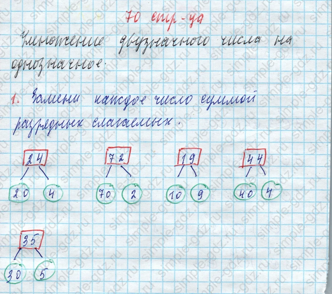 matematika class-3 Математика 3 класс рабочая тетрадь Дорофеев, Миракова часть 1 и 2 - 1 Часть страница 70 ответ 1