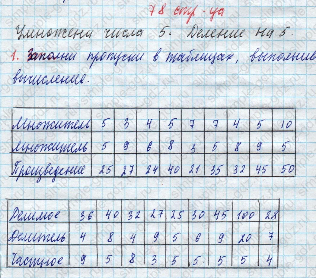 matematika class-3 Математика 3 класс рабочая тетрадь Дорофеев, Миракова часть 1 и 2 - 1 Часть страница 78 ответ 1