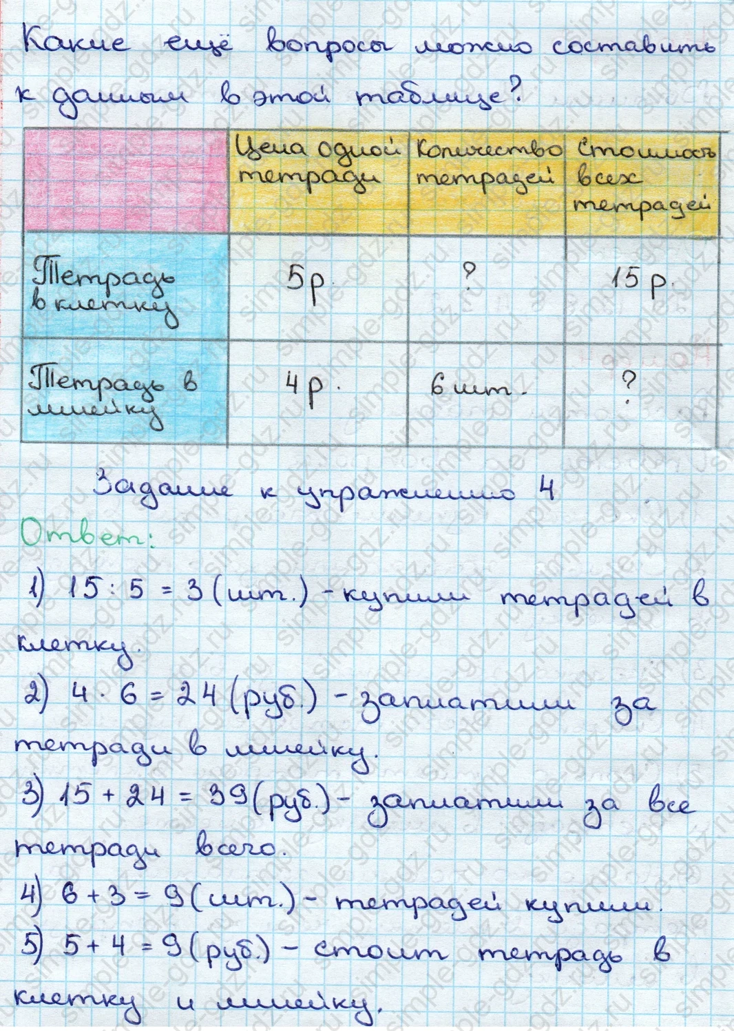 matematika class-3 Математика 3 класс учебник Дорофеев, Миракова часть 1, 2 - 1 Часть страница Титульный лист ответ Номер 4, Задание к упражнению 4