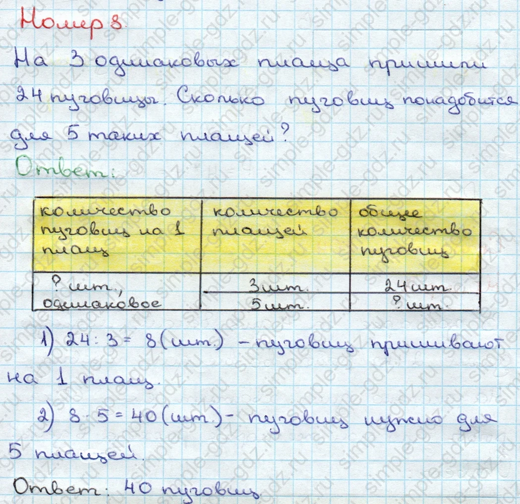 matematika class-3 Математика 3 класс учебник Дорофеев, Миракова часть 1, 2 - 1 Часть страница 104 ответ Номер 8