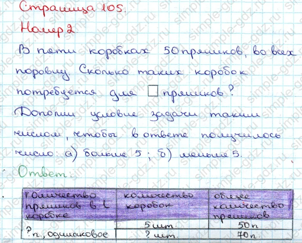 matematika class-3 Математика 3 класс учебник Дорофеев, Миракова часть 1, 2 - 1 Часть страница 105 ответ Номер 2