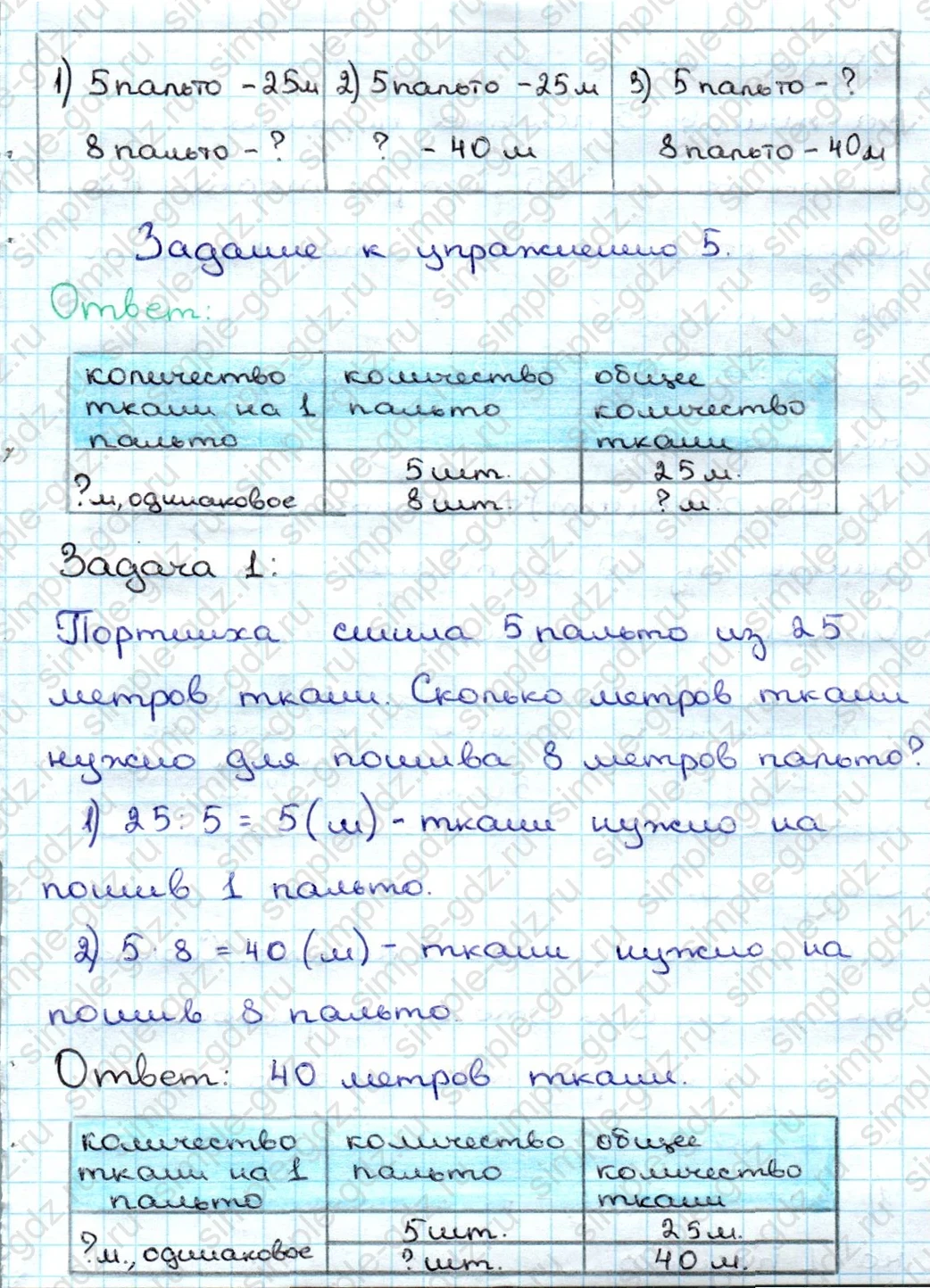 matematika class-3 Математика 3 класс учебник Дорофеев, Миракова часть 1, 2 - 1 Часть страница 109 ответ Задание к упражнению 5; Задача 1