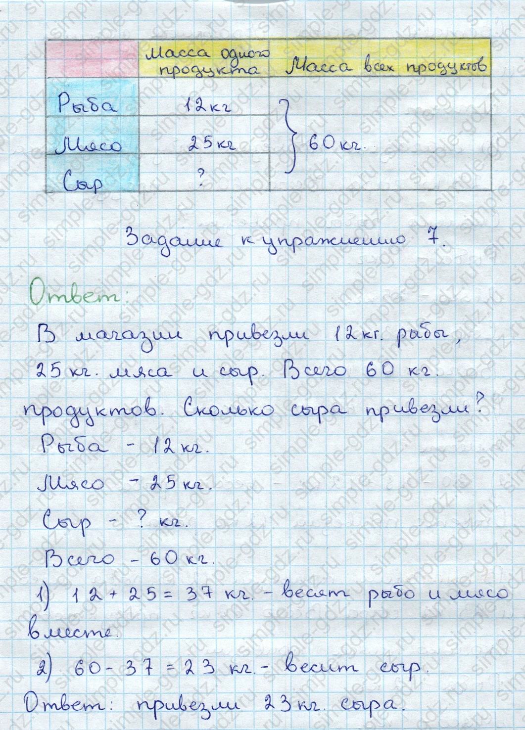 matematika class-3 Математика 3 класс учебник Дорофеев, Миракова часть 1, 2 - 1 Часть страница 21 ответ Задание к упражнению 7