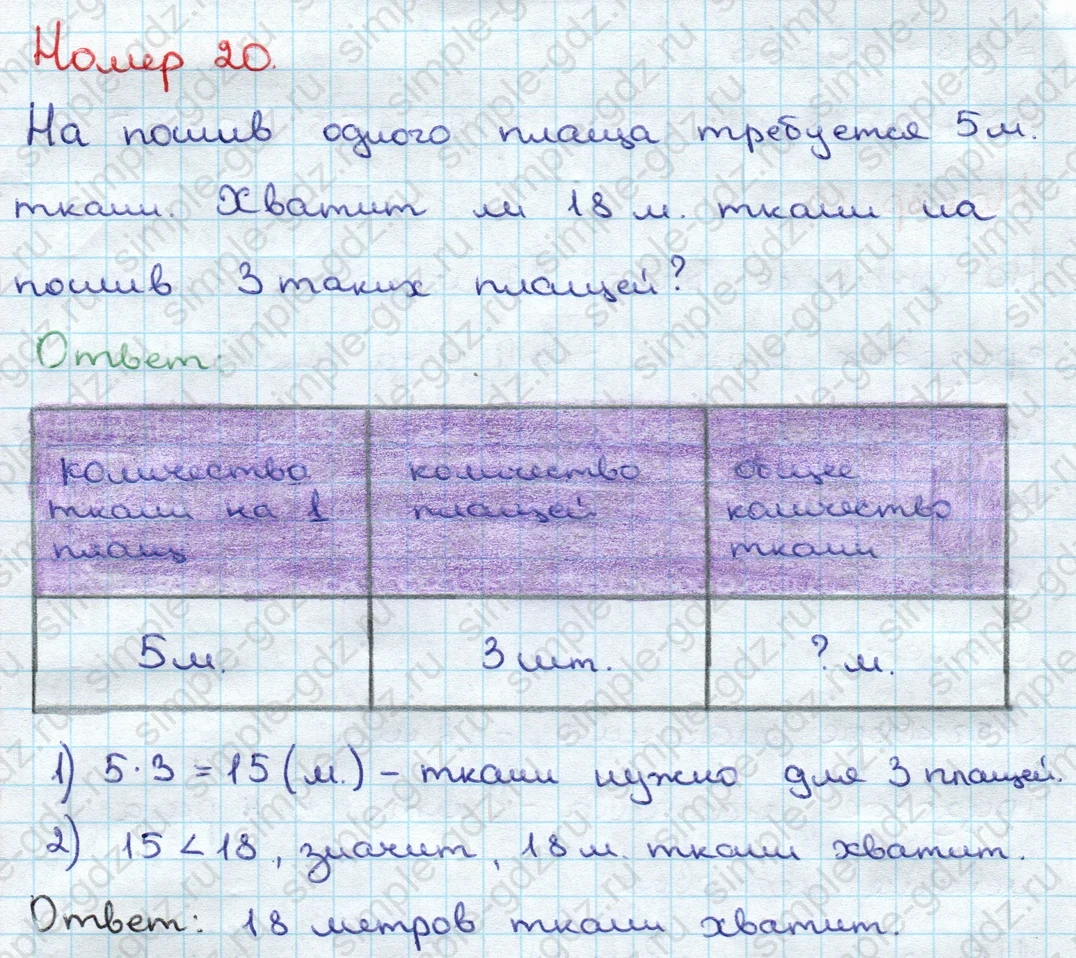 matematika class-3 Математика 3 класс учебник Дорофеев, Миракова часть 1, 2 - 1 Часть страница 72 ответ Номер 20