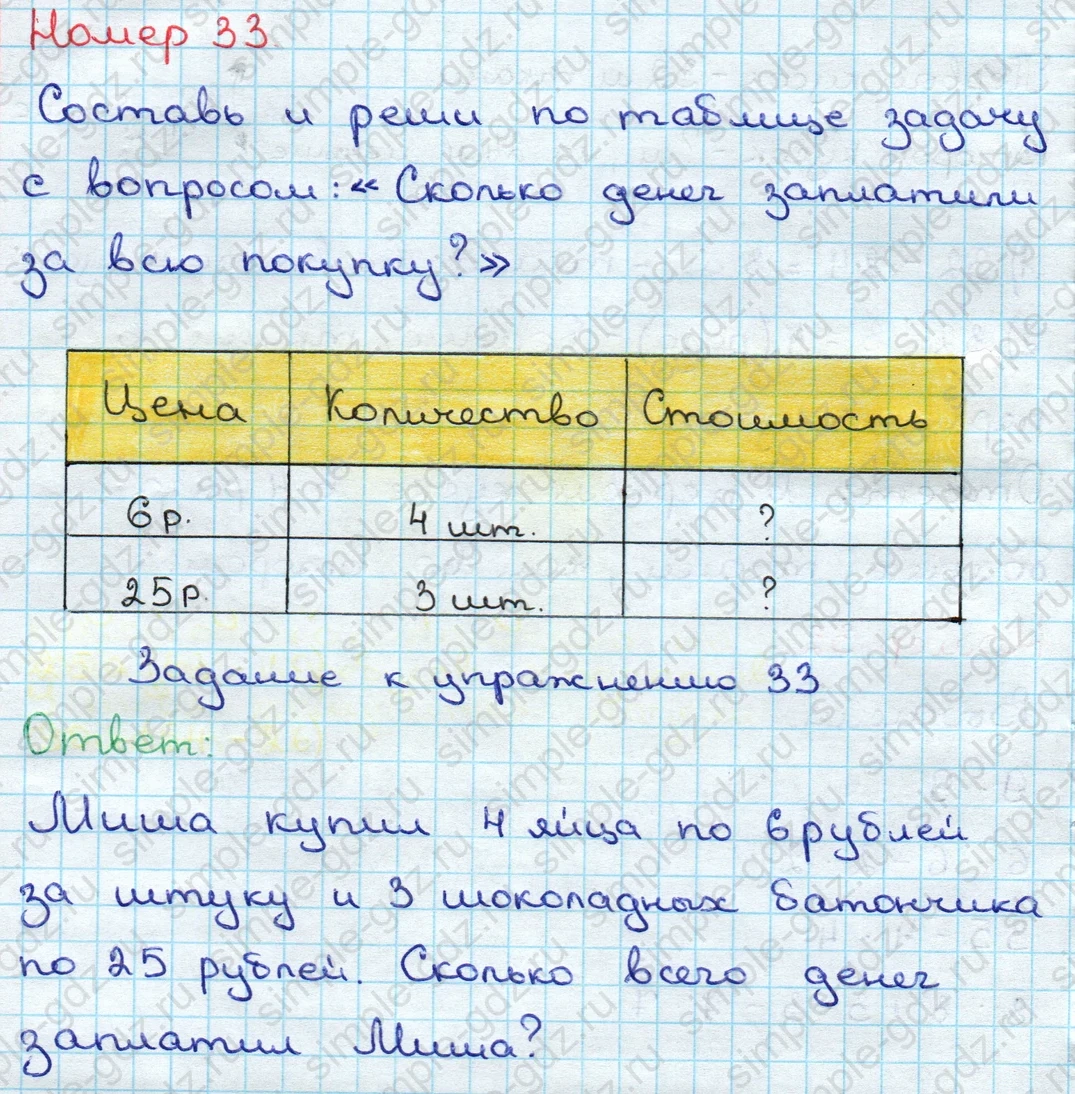 matematika class-3 Математика 3 класс учебник Дорофеев, Миракова часть 1, 2 - 2 Часть страница 46 ответ Номер 33