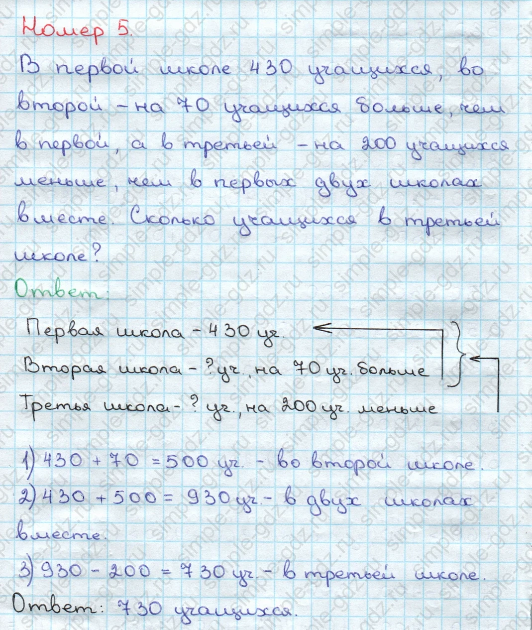 matematika class-3 Математика 3 класс учебник Дорофеев, Миракова часть 1, 2 - 2 Часть страница 69 ответ Номер 5