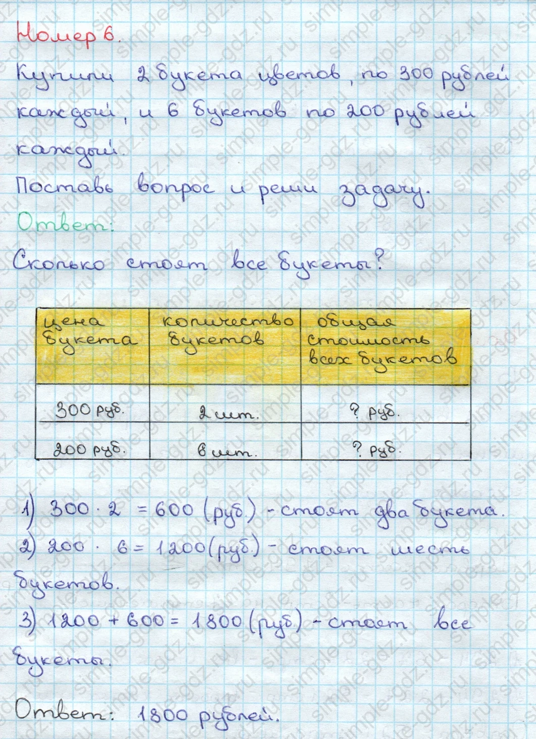 matematika class-3 Математика 3 класс учебник Дорофеев, Миракова часть 1, 2 - 2 Часть страница 91 ответ Номер 6