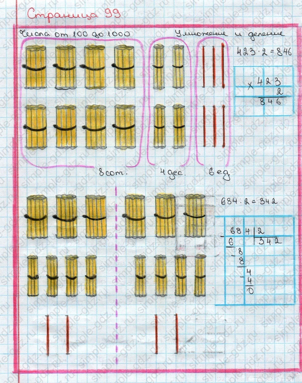 matematika class-3 Математика 3 класс учебник Дорофеев, Миракова часть 1, 2 - 2 Часть страница 99 ответ Числа от 100 до 1000. Умножение и деление