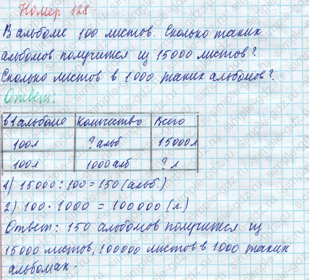 matematika class-4 Математика 4 класс учебник Моро, Бантова 1, 2 часть - 1 Часть страница 28 ответ Номер 128