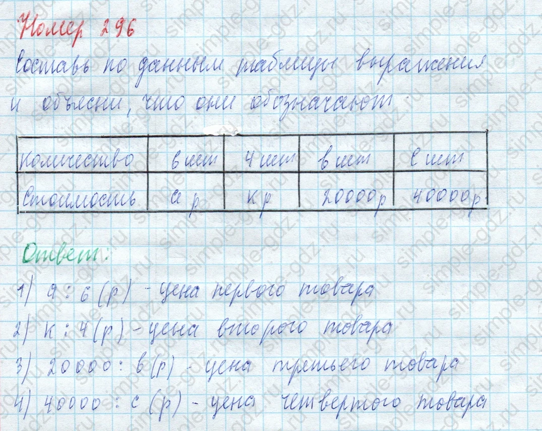 matematika class-4 Математика 4 класс учебник Моро, Бантова 1, 2 часть - 2 Часть страница 74 ответ Номер 296