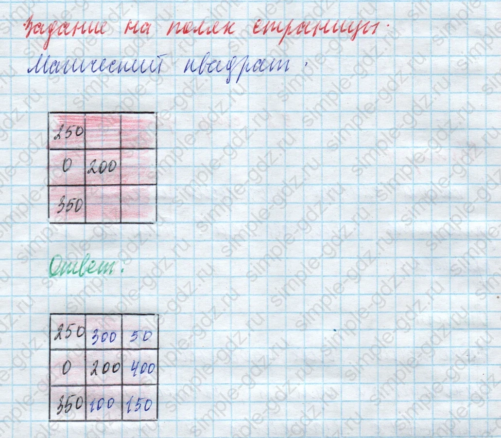 matematika class-4 Математика 4 класс учебник Моро, Бантова 1, 2 часть - 2 Часть страница 91 ответ Задание на полях: Магический квадрат