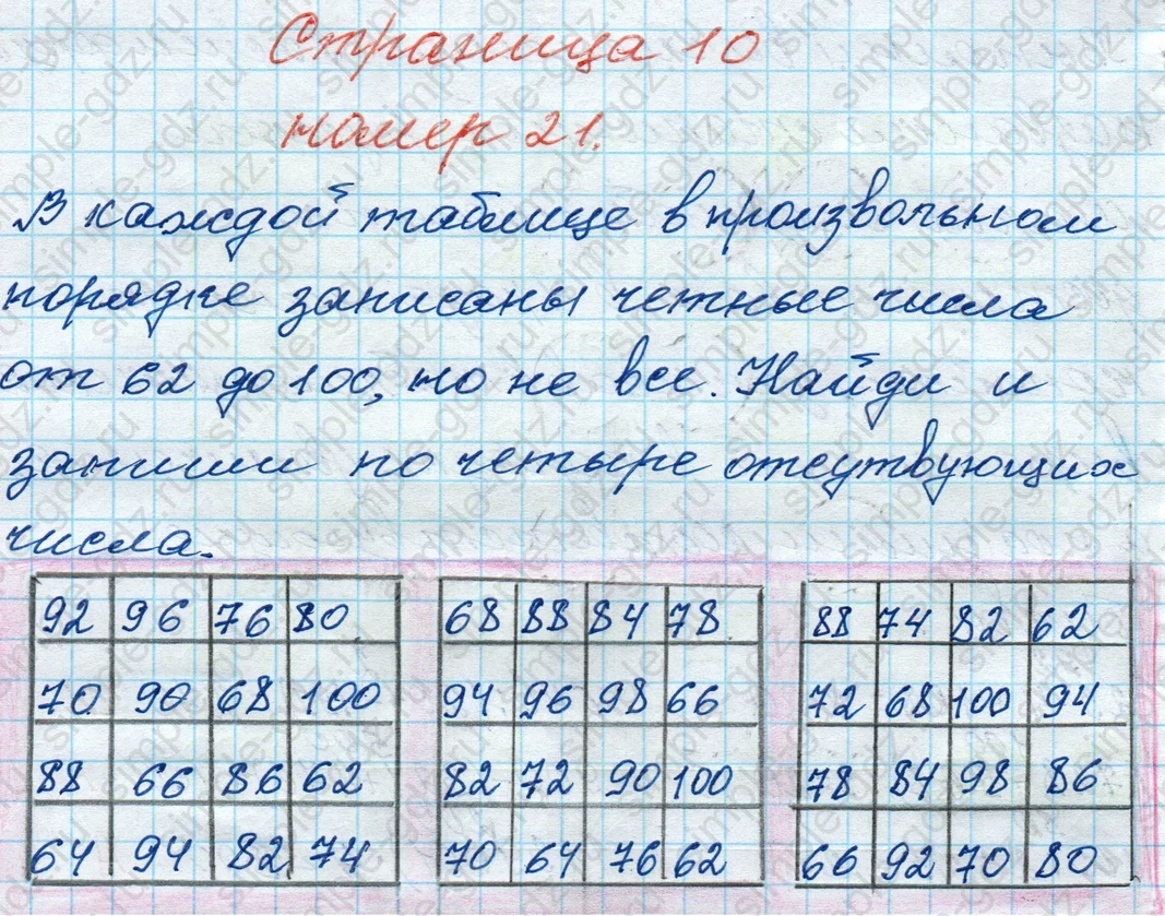 matematika class-4 Математика 4 класс рабочая тетрадь Дорофеев, Миракова часть 1 и 2 - 1 Часть страница 10 ответ № 21