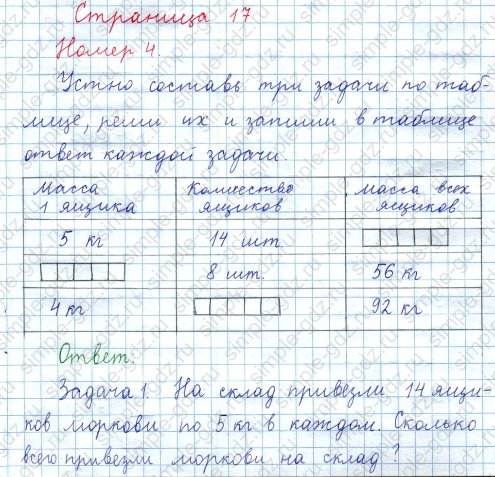 matematika class-3 Математика 4 класс рабочая тетрадь Волкова 1, 2 часть - 1 Часть страница 17 ответ Номер 4