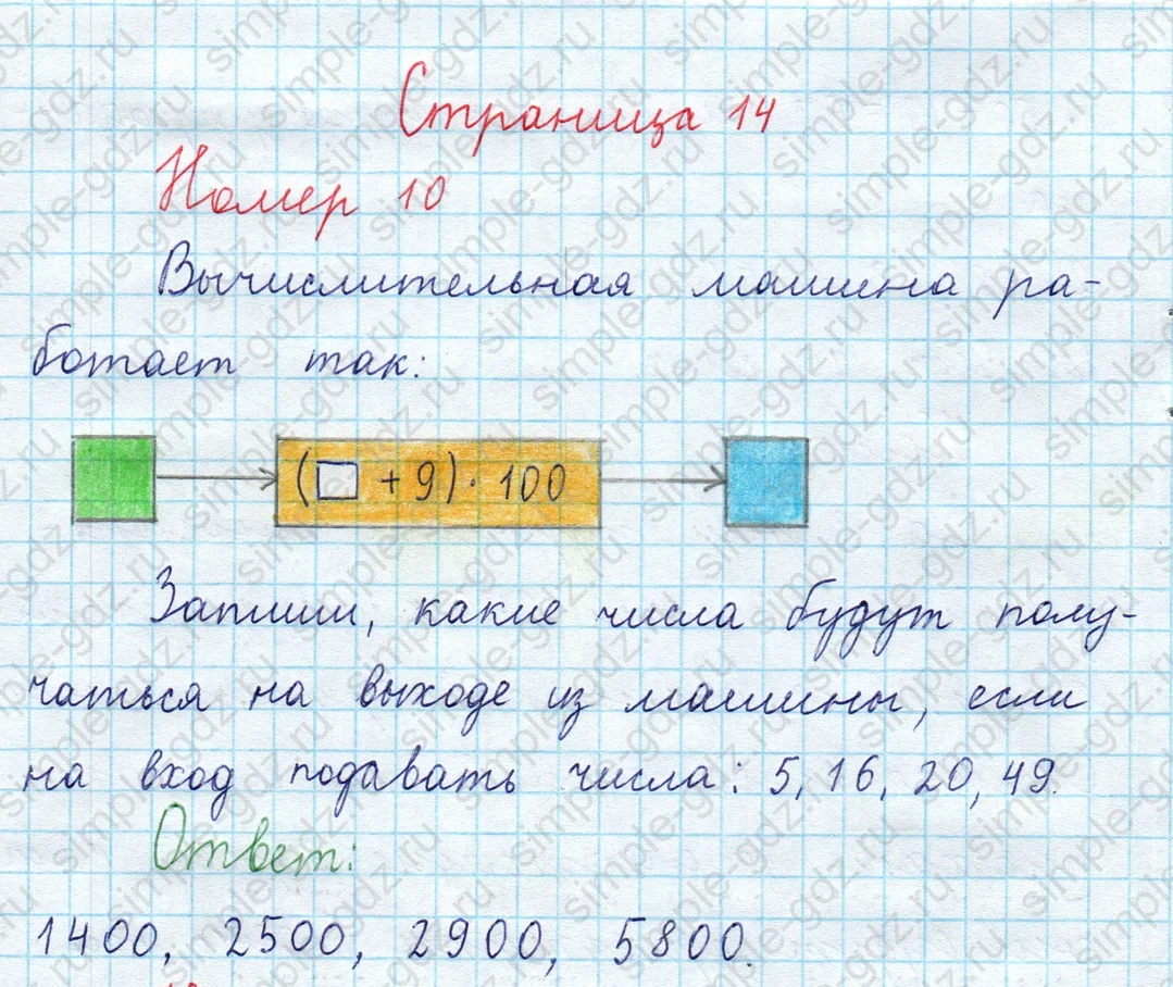 matematika class-3 Математика 4 класс рабочая тетрадь Волкова 1, 2 часть - 2 Часть страница 14 ответ Номер 10. Вычислительная машина