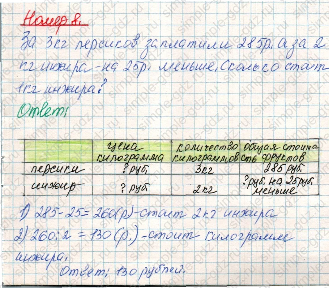matematika class-4 Математика 4 класс учебник Дорофеев, Миракова часть 1, 2 - 1 Часть страница 67 ответ Номер 8