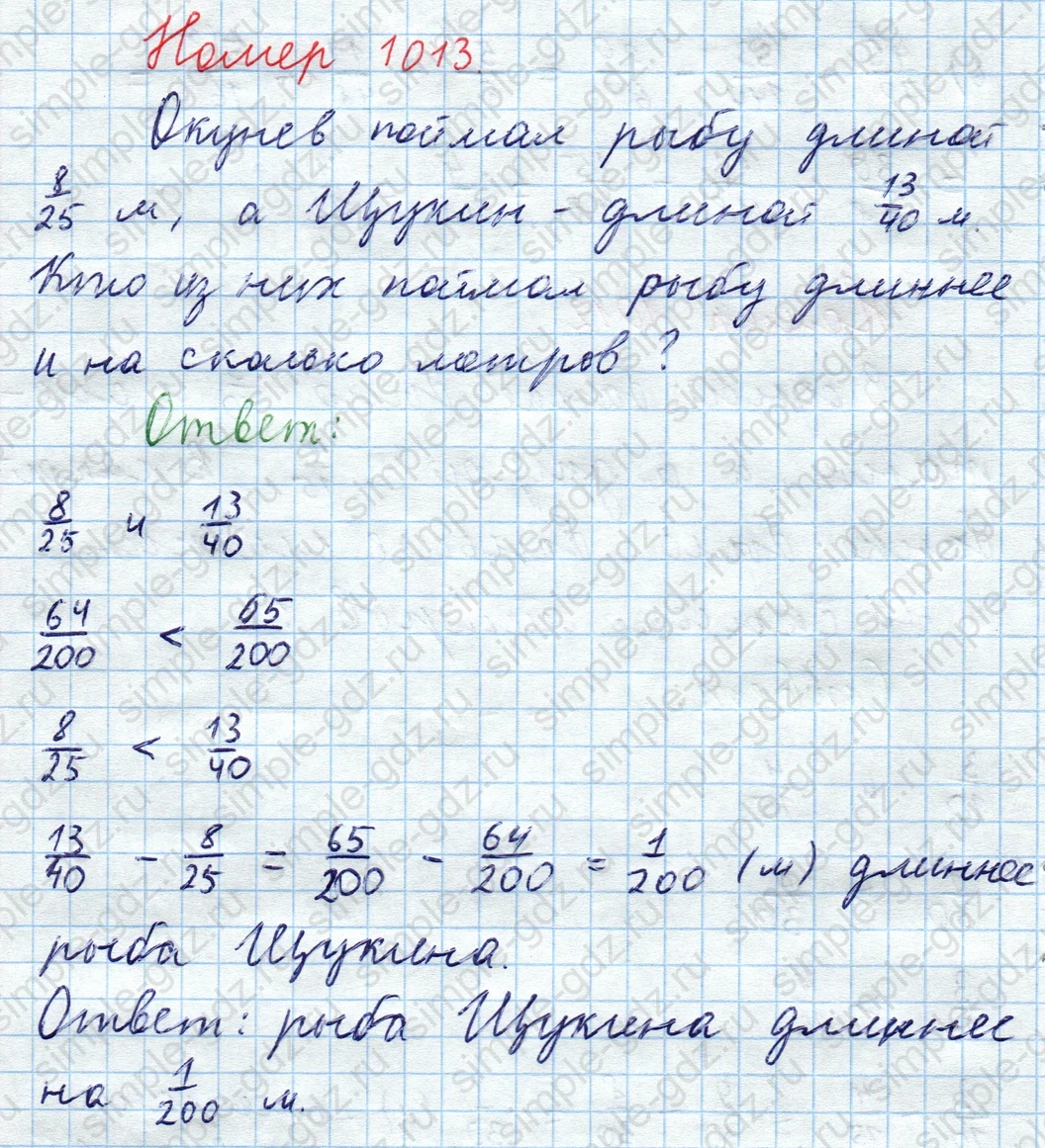 matematika class-5  Математика 5 класс учебник Мерзляк, Полонский - 1 Часть страница 1013 ответ 1013