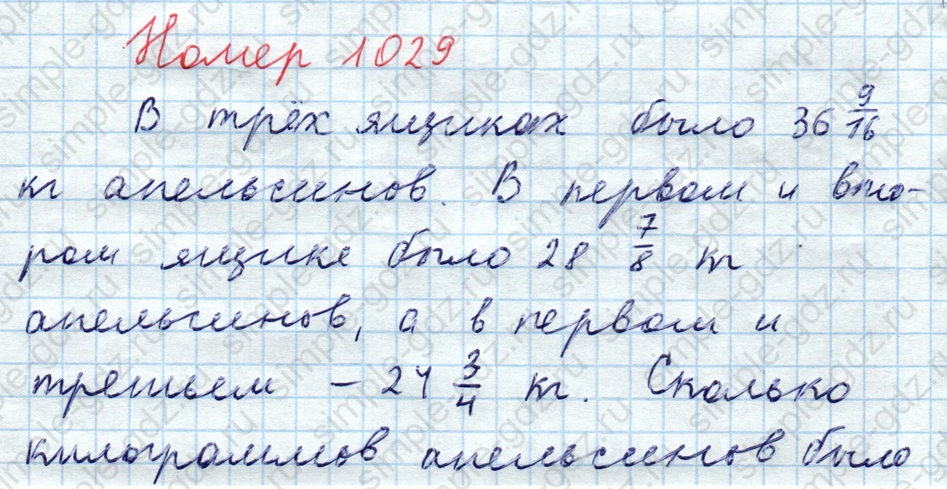 matematika class-5  Математика 5 класс учебник Мерзляк, Полонский - 1 Часть страница 1029 ответ 1029