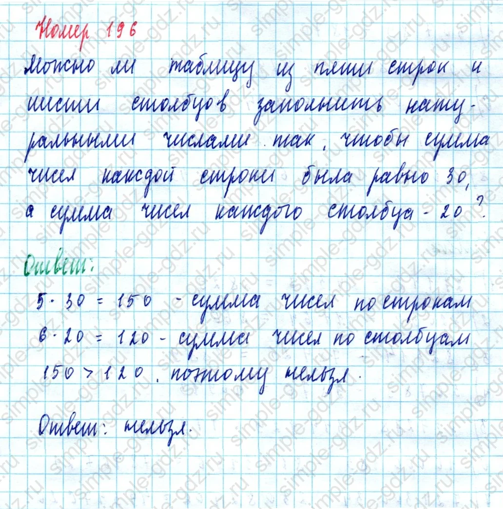 matematika class-5  Математика 5 класс учебник Мерзляк, Полонский - 1 Часть страница 196 ответ Номер 196