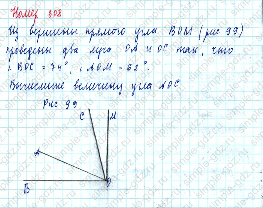 matematika class-5  Математика 5 класс учебник Мерзляк, Полонский - 1 Часть страница 308 ответ Номер 308